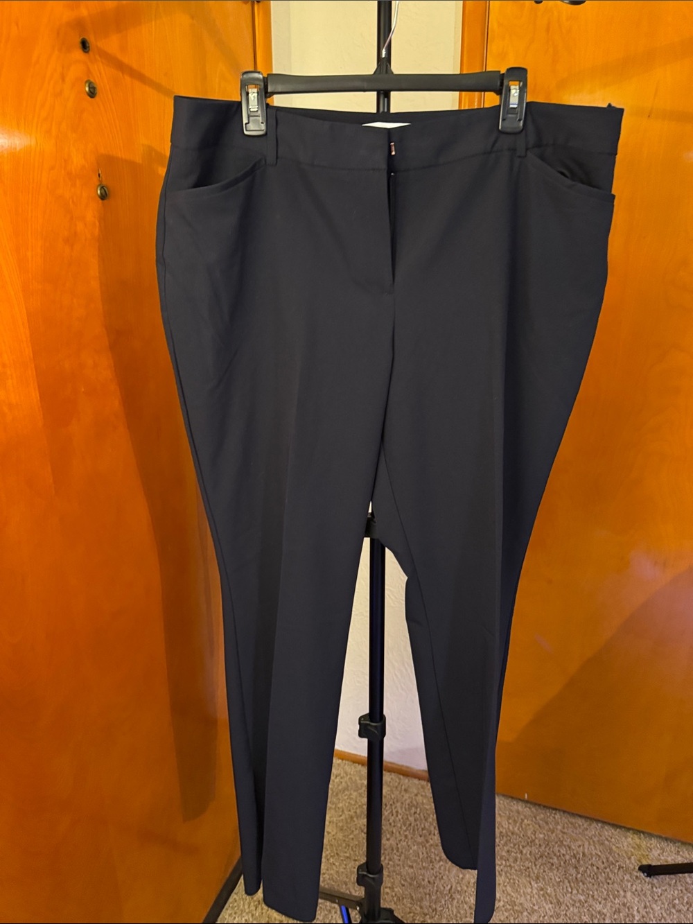 Liz Claiborne Navy Straight-Leg Ponte Trousers